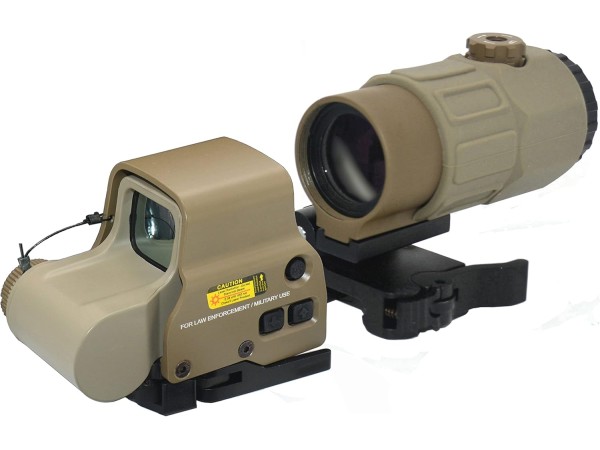 558 Style Holographic + G45 FTS Magnifier Combo Set With Markings (Black / Dark Earth)