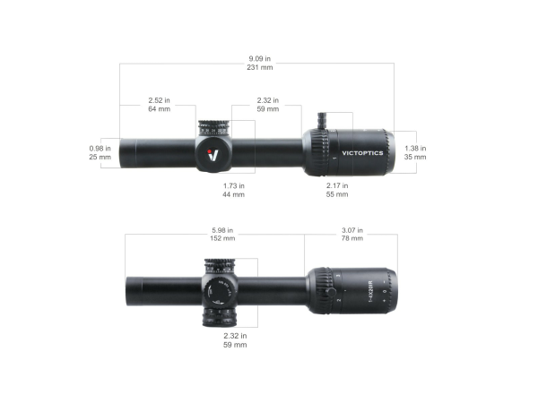 VictOptics 1-4x20IR Illuminated LPVO Scope with 20mm High Mounts 