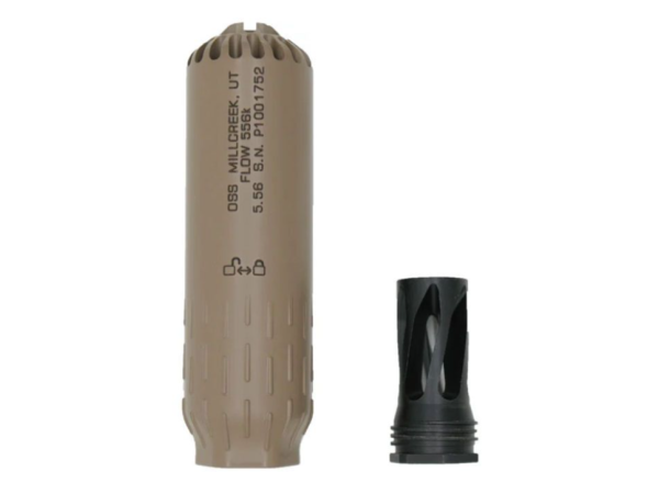 AngryGun 3D-Printed Stainless Steel Flow 556K Dummy Suppressor 14mm CCW (FDE / Black) 
