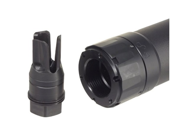 Opp Tactical SLX556C Suppressor with Flash Hider 14mm CCW (Black / Tan) - Pre-Order Due 24/10/2026