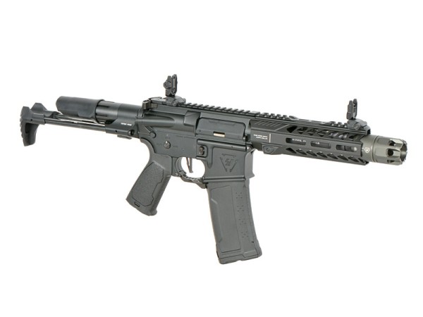Pre-Order Due 30/04/2026 - EMG / CYMA Platinum Strike industries 7" Raider CQB Gen.2 AEG with Eshooter ETU (Black) 