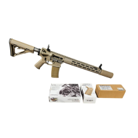 DCA Bundle - VFC KAC L403A1 KS-1 Gas Blowback Rifle, Genuine Magpul CTR and Grip, Angry Gun PRT Suppressor (Tan) 