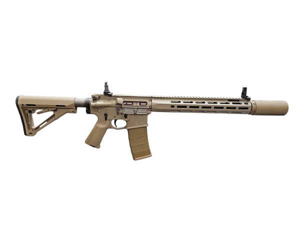DCA Bundle - VFC KAC L403A1 KS-1 Gas Blowback Rifle with 6 Magazines, Genuine Magpul CTR and Grip, Angry Gun PRT Suppressor (Tan) 