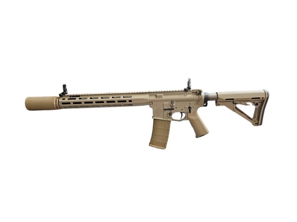 DCA Bundle - VFC KAC L403A1 KS-1 Gas Blowback Rifle with 6 Magazines, Genuine Magpul CTR and Grip, Angry Gun PRT Suppressor (Tan) 