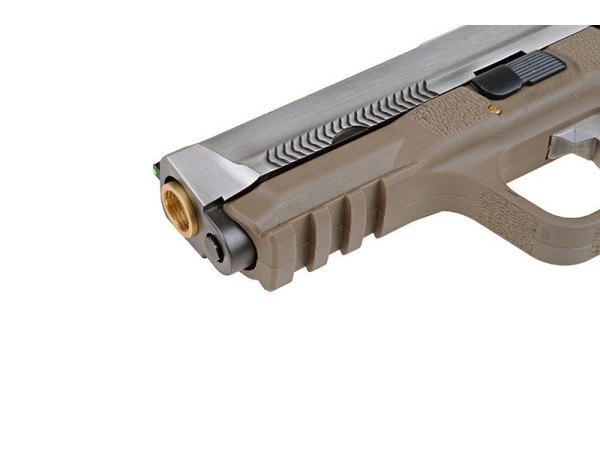 WE Custom Big Bird Tan Gas Blowback Pistol WE-71058 (Silver Slide and Silver Barrel)