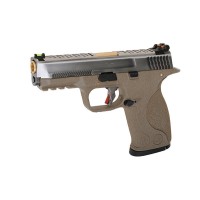 WE Custom Big Bird Tan Gas Blowback Pistol WE-71058 (Silver Slide and Silver Barrel)