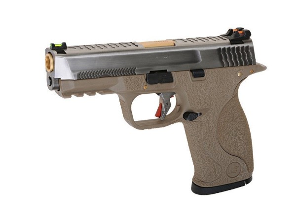 WE Custom Big Bird Tan Gas Blowback Pistol WE-71058 (Silver Slide and Silver Barrel)