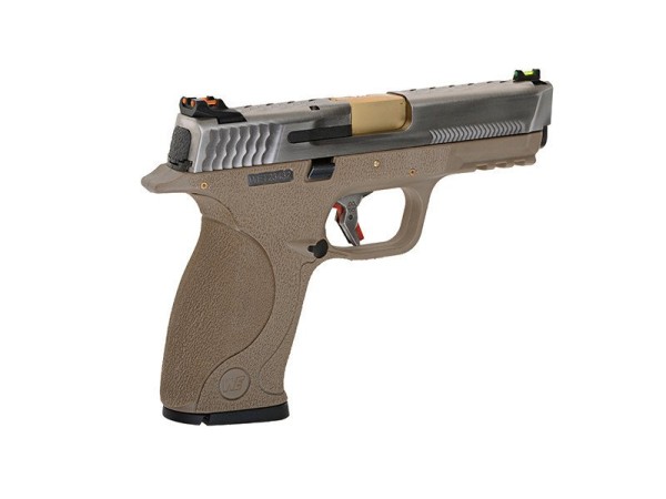 WE Custom Big Bird Tan Gas Blowback Pistol WE-71058 (Silver Slide and Silver Barrel)