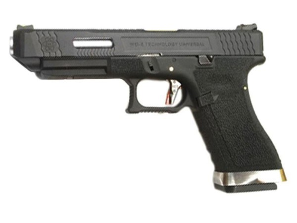 WE Custom 34 Series GBB Pistol (Black Slide & Silver Barrel)