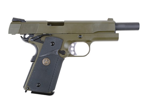 WE M1911 MEU Full Metal Gas Blowback Pistol WE-71026 (OD) 