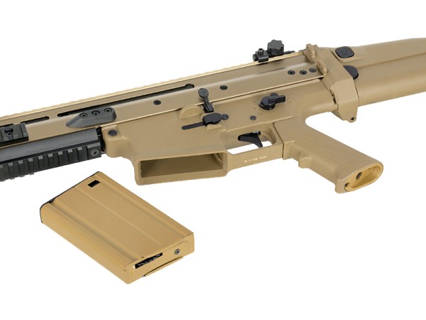 Double Bell SCAR-H AEG with 20mm Rail System (Black / Tan)  Double Bell SCAR-H AEG with 20mm Rail System (Black / Tan)