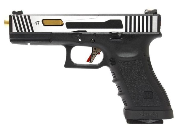 WE Custom 17 Series Hi-Speed Gas Blowback Pistol (Black & Silver) 