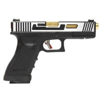 WE Custom 17 Series Hi-Speed Gas Blowback Pistol (Black & Silver) 