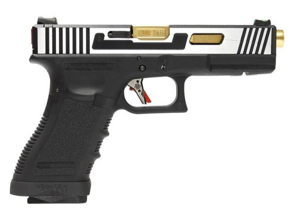 WE Custom 17 Series Hi-Speed Gas Blowback Pistol (Black & Silver) 
