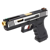 WE Custom 17 Series Hi-Speed Gas Blowback Pistol (Black & Silver) 