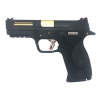 WE Custom Big Bird Gas Blowback Pistol with Cut Slide (Black Slide and Gold Barrel)
