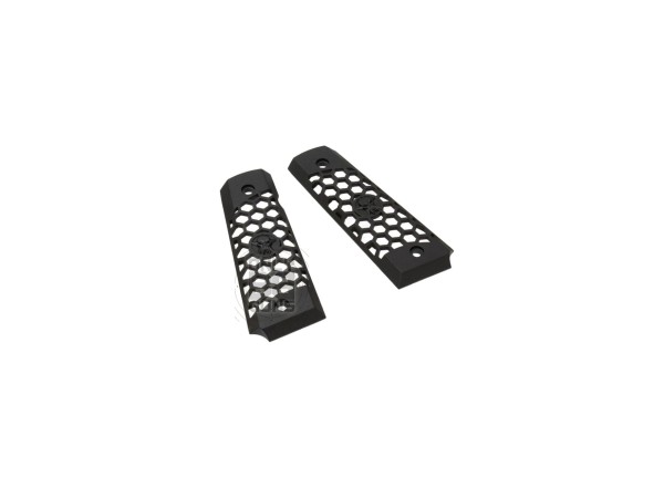 WE 1911 Hex Cut Grip Set (Full Metal - Black)