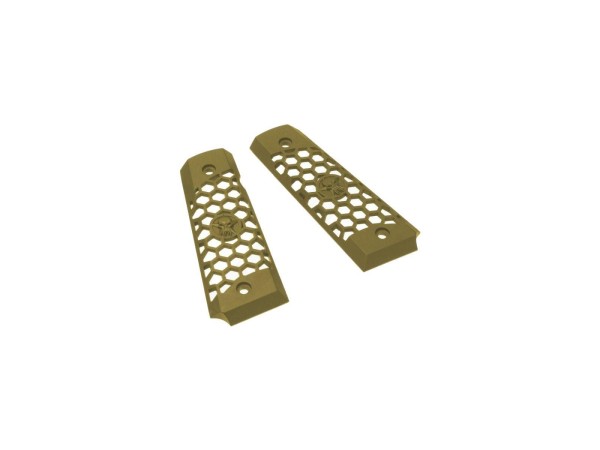 WE 1911 Hex Cut Grip Set (Full Metal - Tan)