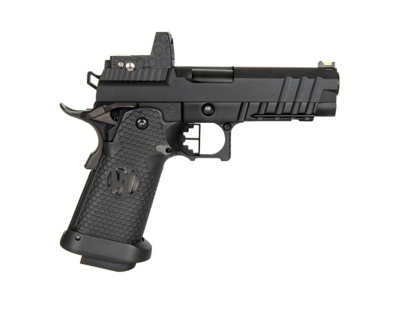Armorer Works Custom Black Ace Hi-Capa GBBP with Reflex Sight AW-HX2602 (Black) 