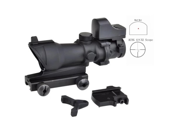 Magnified Rifle Scopes : 4x Magnified ACOG With DR Red Dot ...