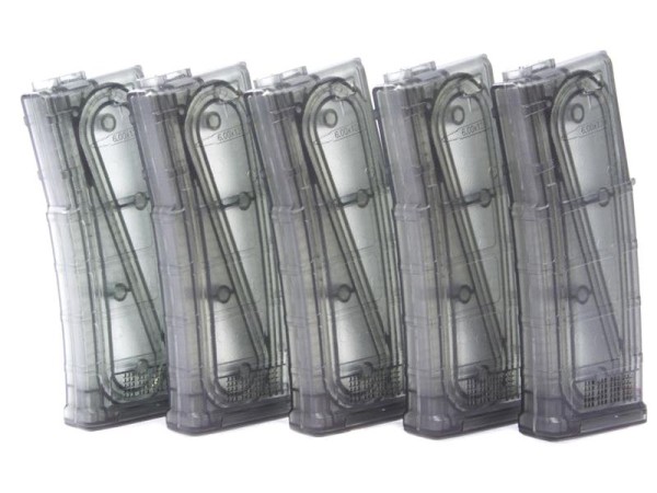 Ares M4 AMAG AEG Magazine (5pcs Box Set - 130 Rounds - Transparent - MAG-B-023-TP)