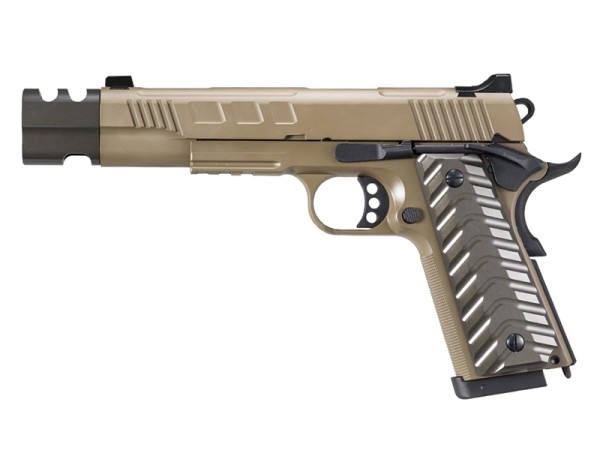 KJWorks 1911 / M45 Compensator Co2 Blowback Pistol (Tan)